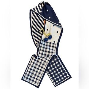 SCARF & BLUE CHERRY BAG CHARM Silky Blue & White